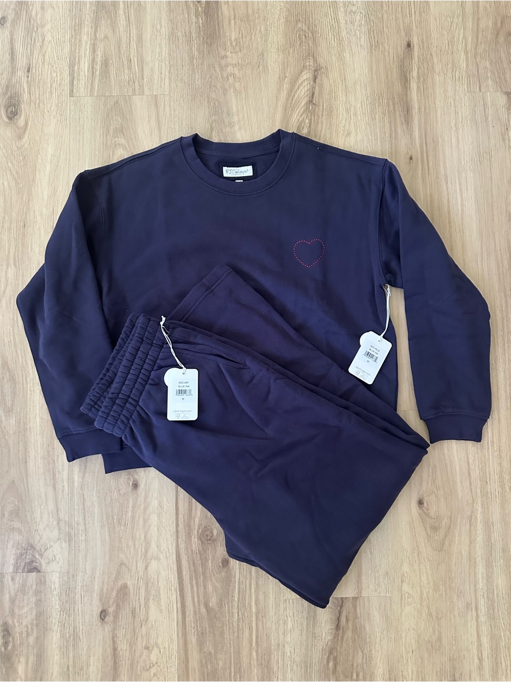 PJ Salvage Blue Ink Women's Matching Lounge Set with Heart Accent